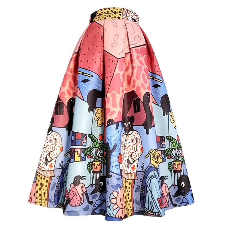 Vår-sommer vintage casual A-line skjørt