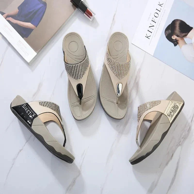 Strass sommertøfler flip-flops for damer