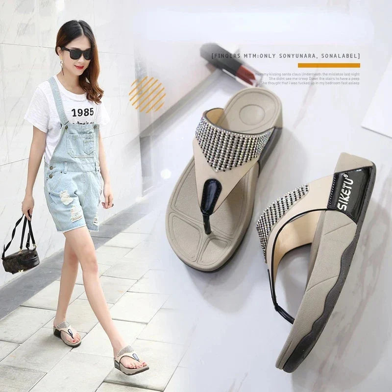 Strass sommertøfler flip-flops for damer