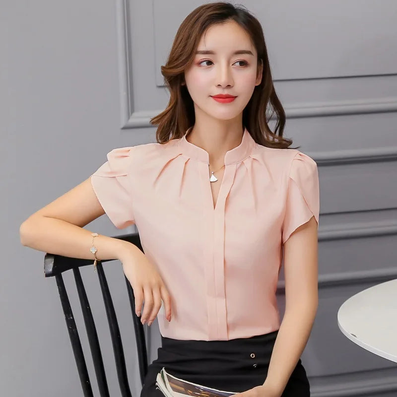 Kortermet bluse i chiffon