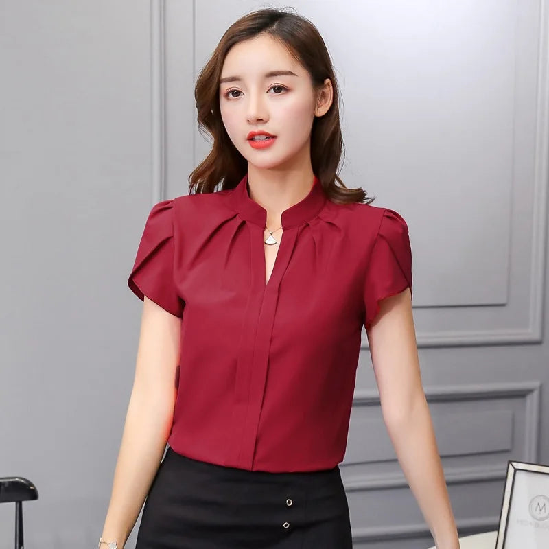 Kortermet bluse i chiffon