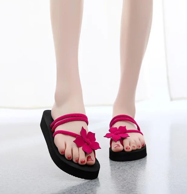 flip-flops med høy hæl, overdel i stoff, EVA-såle