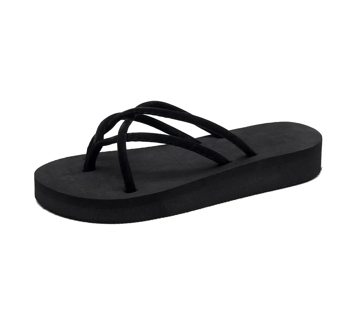 flip-flops med høy hæl, overdel i stoff, EVA-såle