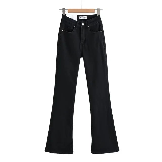 Jeans med høy midje og hjertefrynser