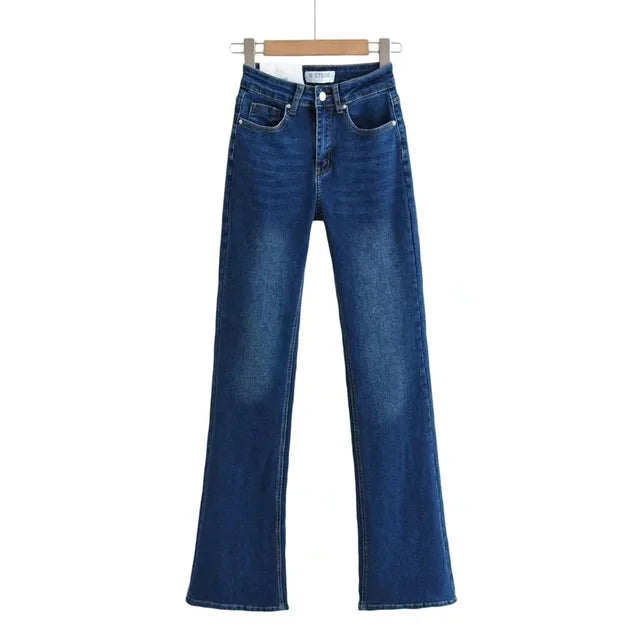 Jeans med høy midje og hjertefrynser