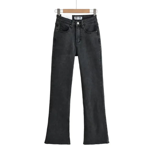 Jeans med høy midje og hjertefrynser