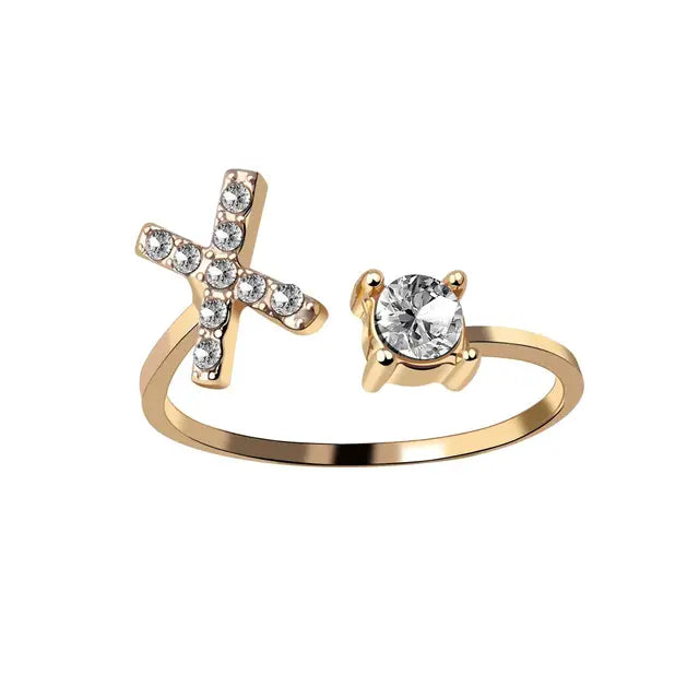 Personlig initialring med solitær diamant