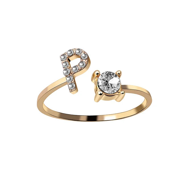 Personlig initialring med solitær diamant