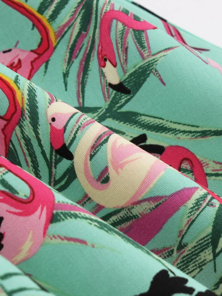 Retrokjole med flamingotrykk