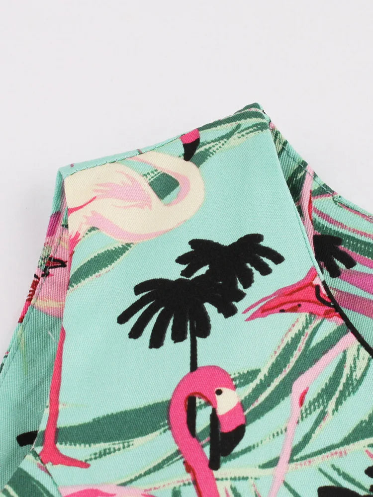 Retrokjole med flamingotrykk
