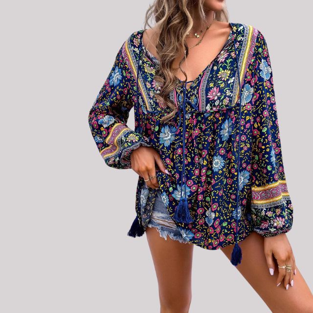 Bohemsk bluse med paisleymønster