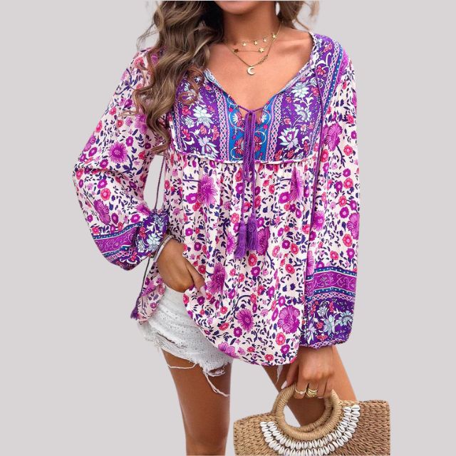 Bohemsk bluse med paisleymønster