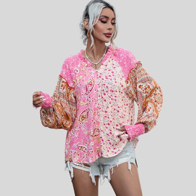 Boho-bluse med puffermer