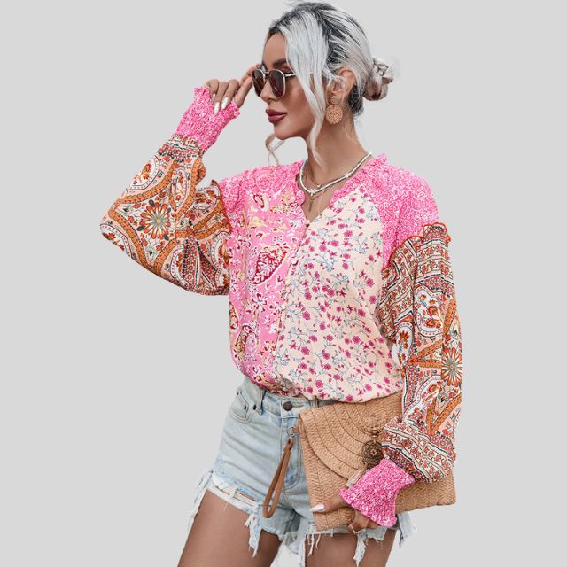 Boho-bluse med puffermer