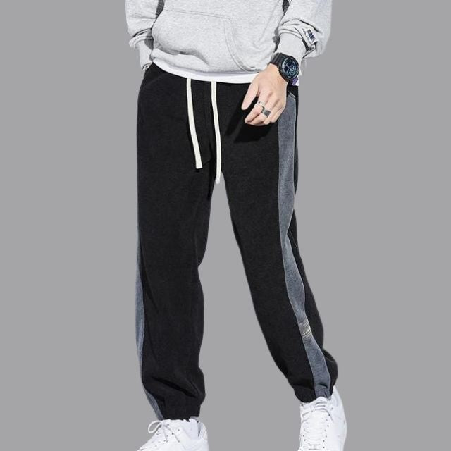 Joggers i vintage kordfløyel med kontrastfargede striper