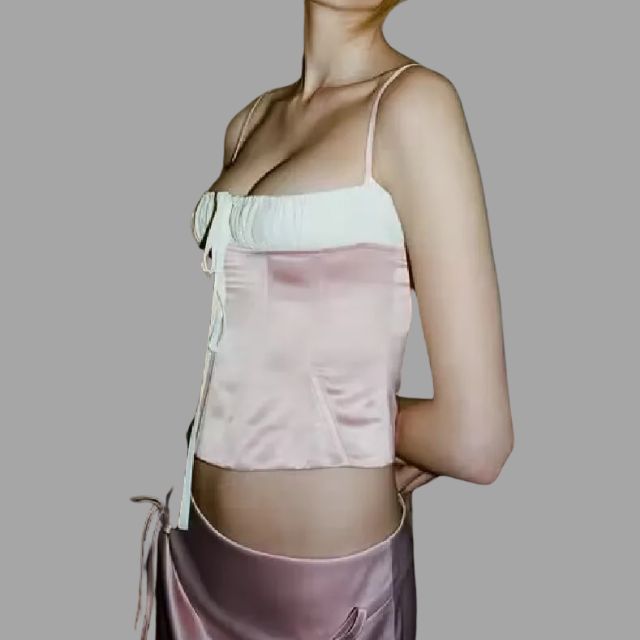 Bustier-topp med volangedetaljer