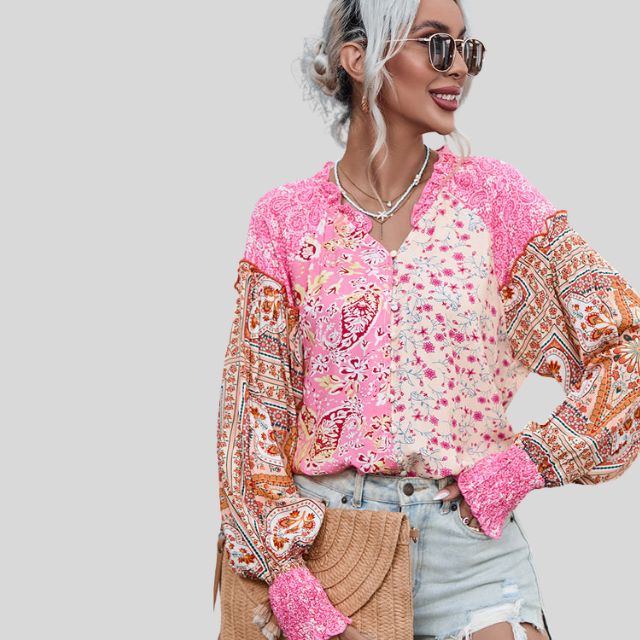 Boho-bluse med puffermer