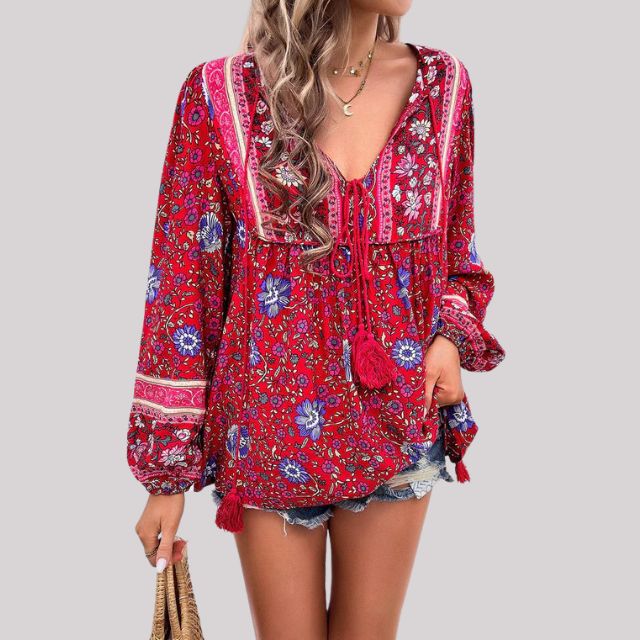 Bohemsk bluse med paisleymønster