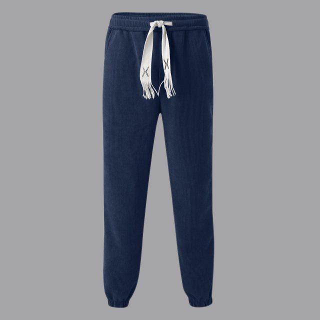 Joggers i vintage kordfløyel med kontrastfargede striper