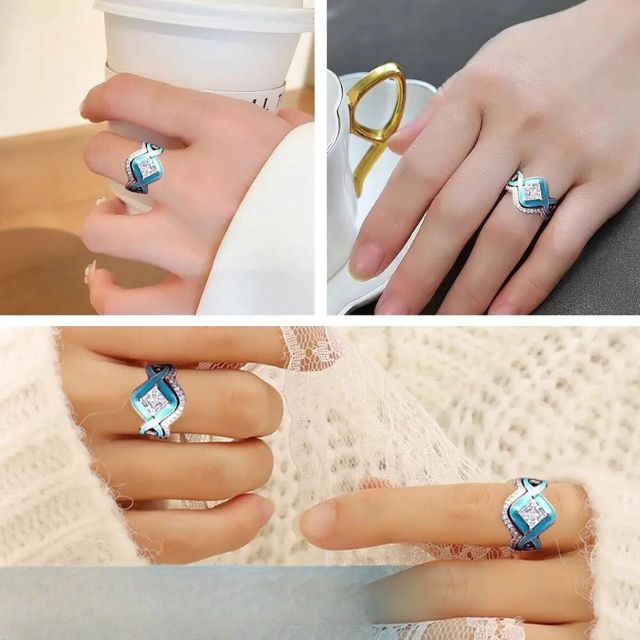 Snodd ring med firkantet krystall