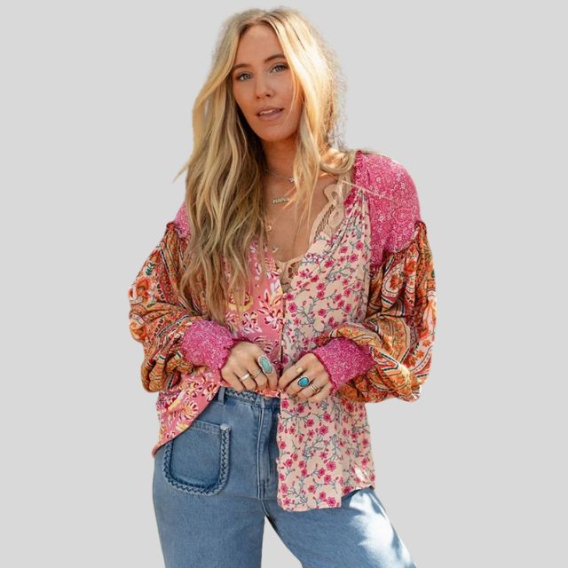 Boho-bluse med puffermer