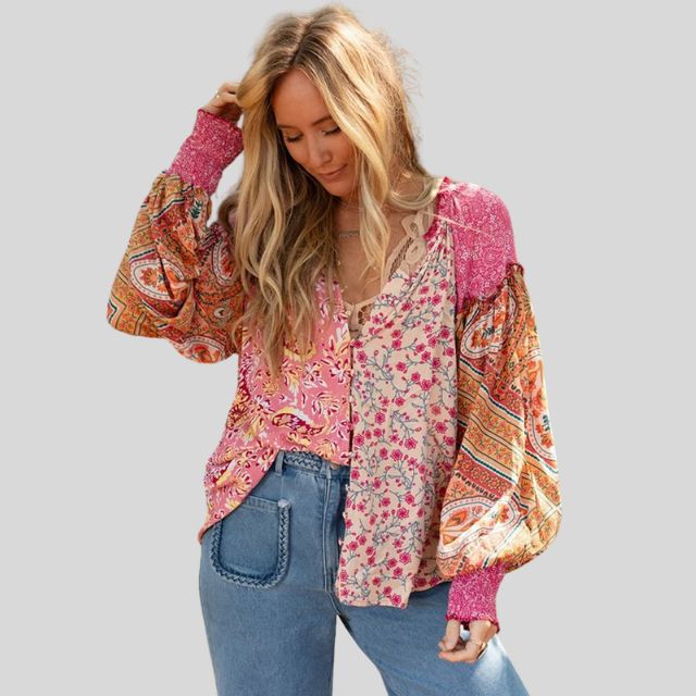 Boho-bluse med puffermer
