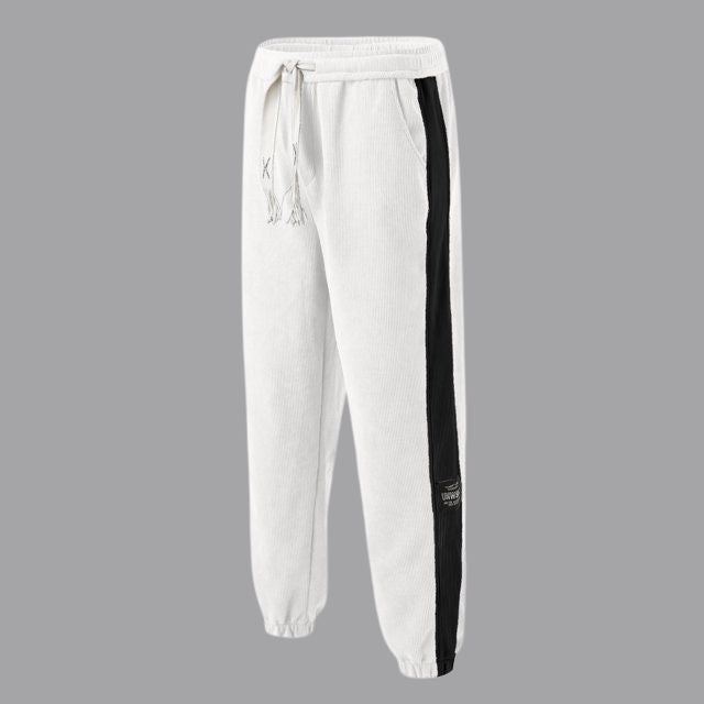 Joggers i vintage kordfløyel med kontrastfargede striper