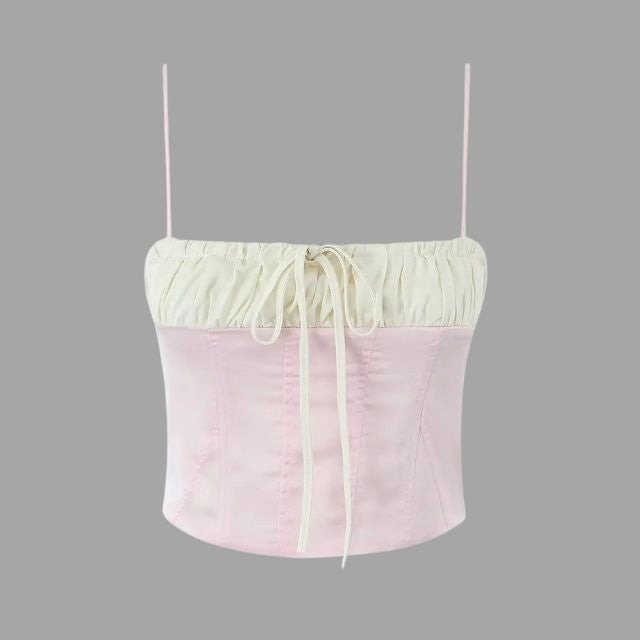 Bustier-topp med volangedetaljer
