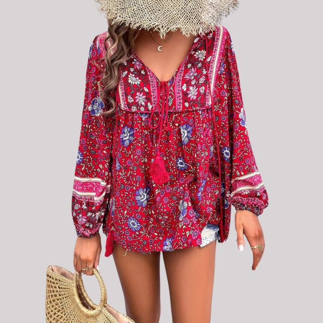 Bohemsk bluse med paisleymønster