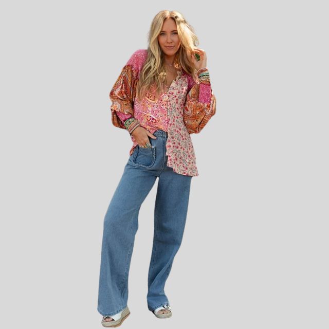Boho-bluse med puffermer