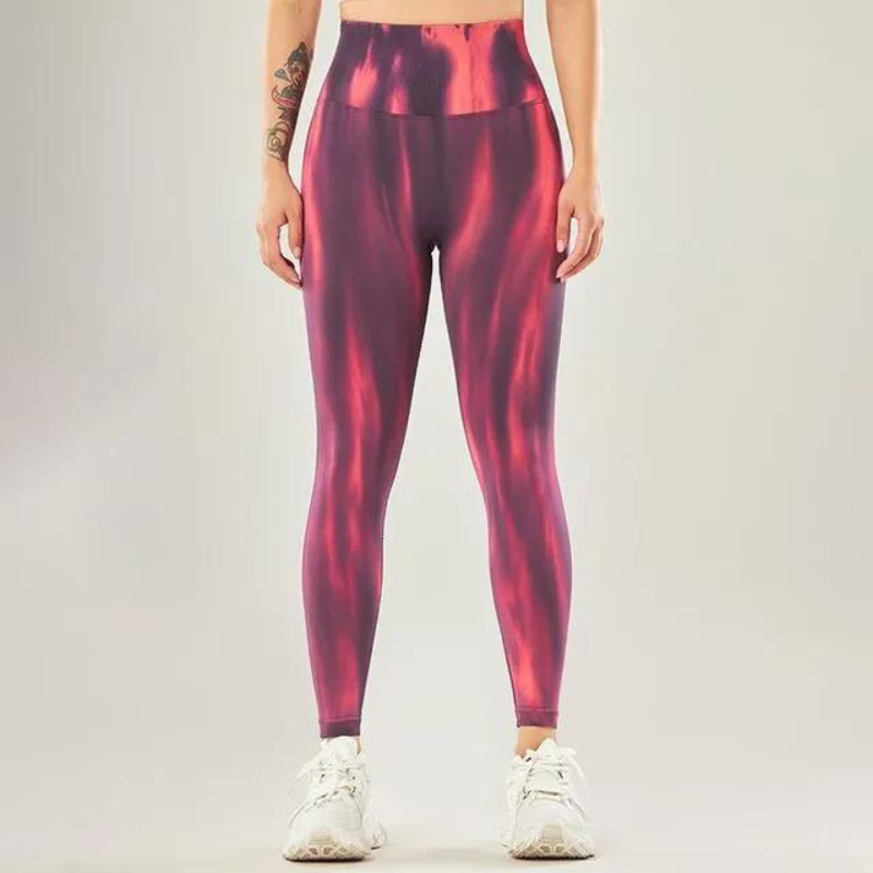 Performance-leggings med høy midje og sømløst bølgemønster