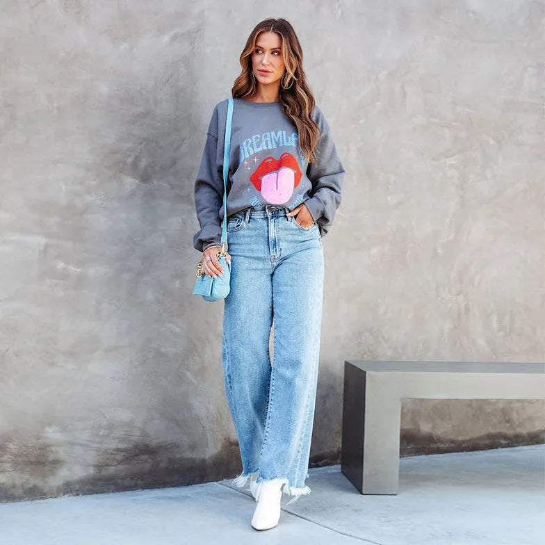 Rette jeans med frynser forneden
