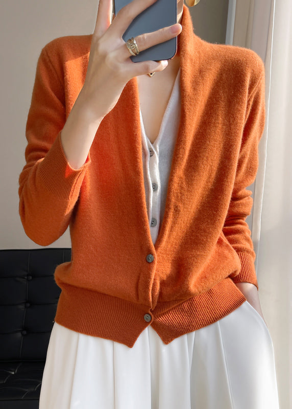 Kvinner Grønn V-hals Button Patchwork Wool Knit Top Fall