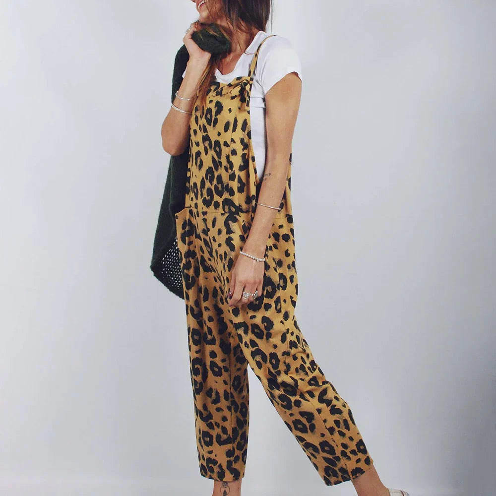 Leopardmønstrede jumpsuits med trykk