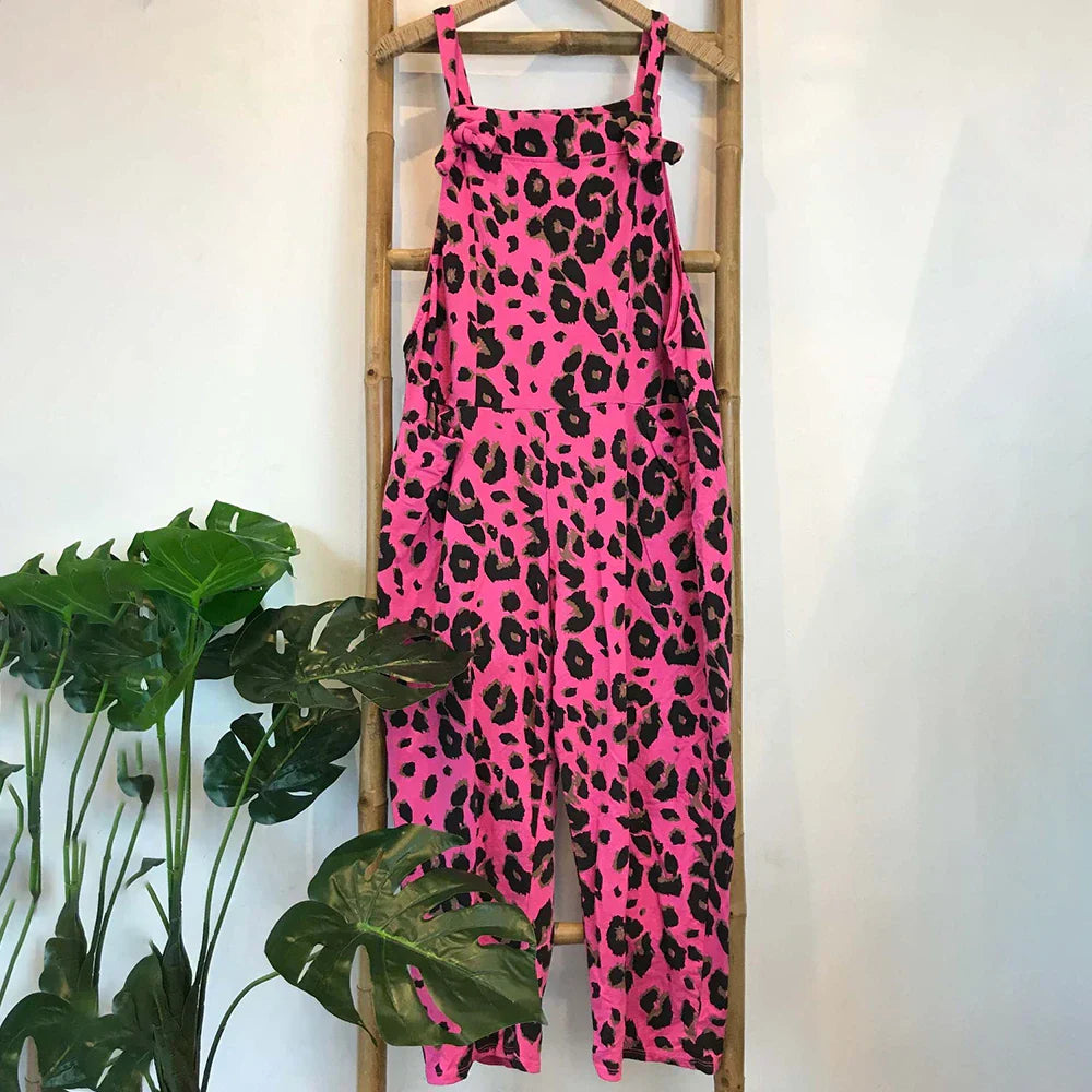 Leopardmønstrede jumpsuits med trykk