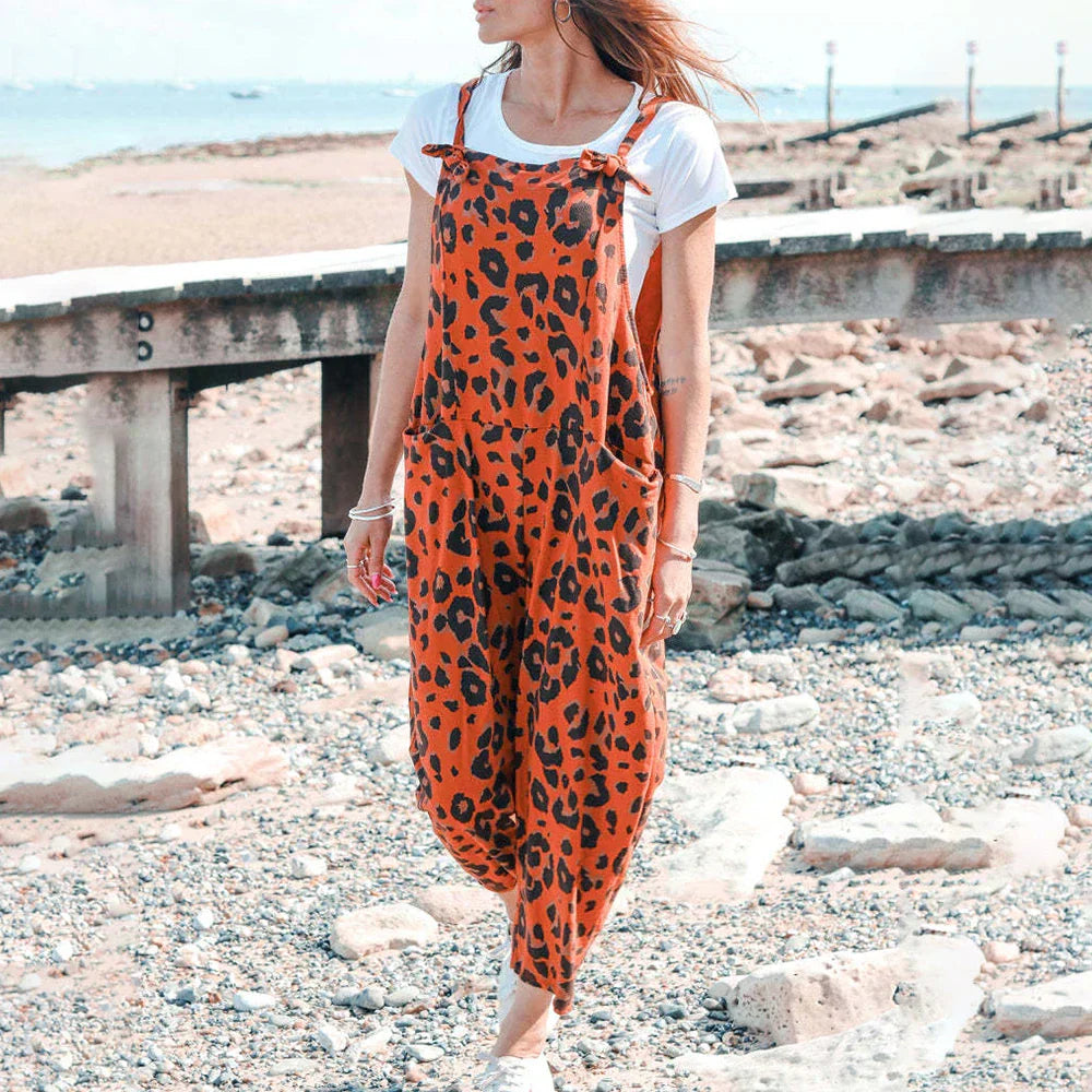 Leopardmønstrede jumpsuits med trykk