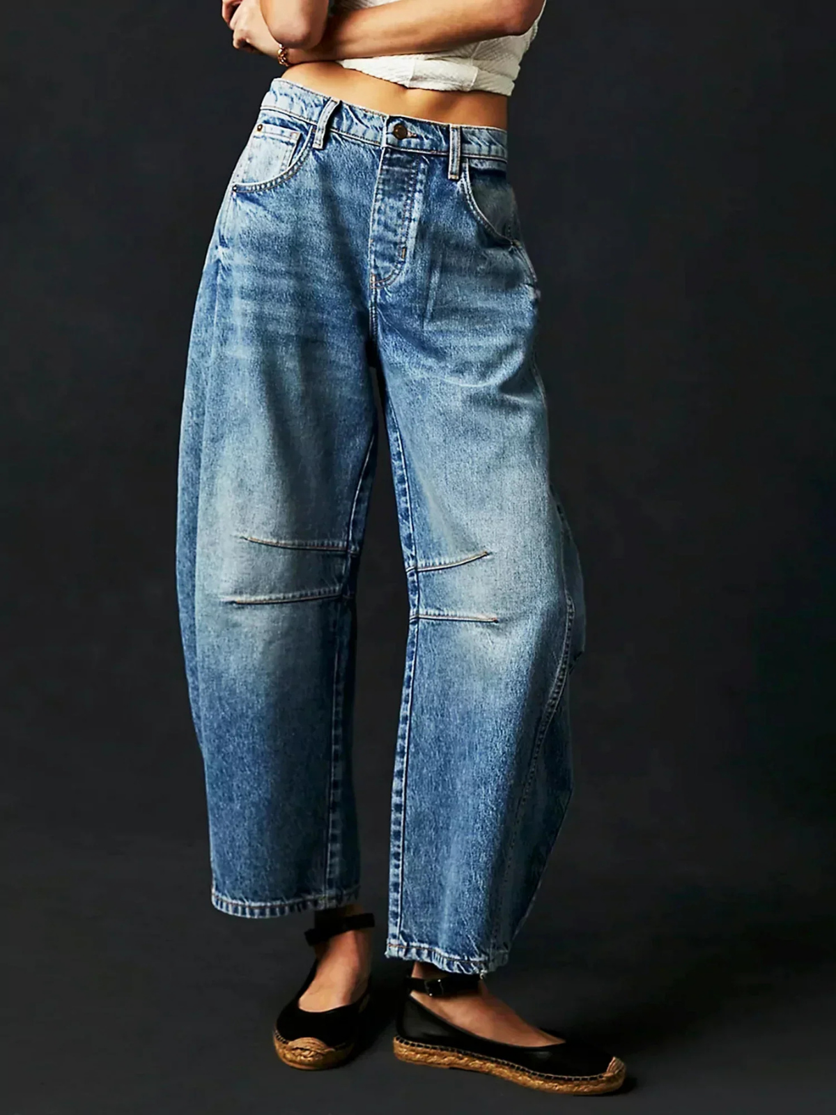 Zara | Barrel leg-bukser i denim med lavt liv