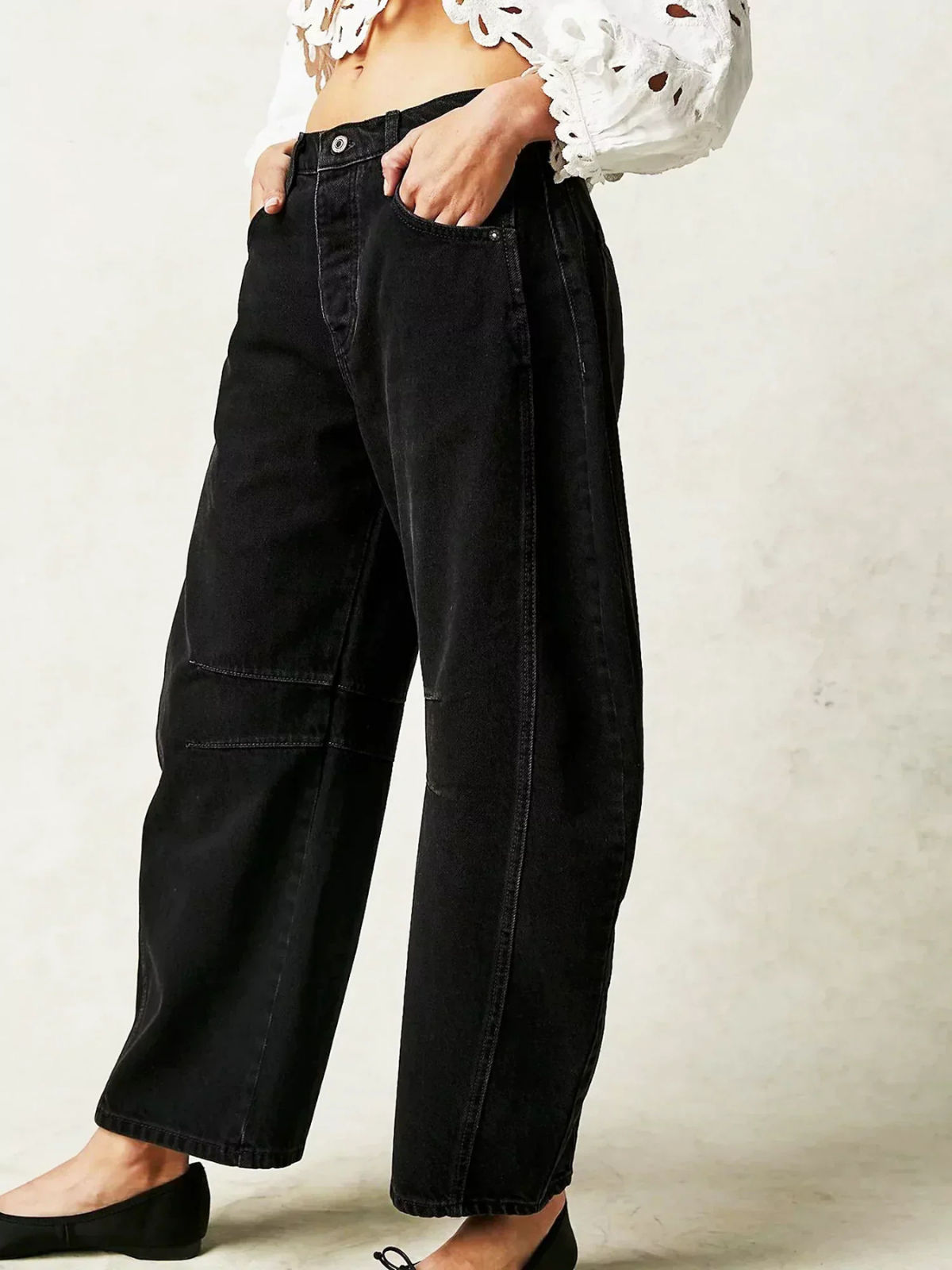 Zara | Barrel leg-bukser i denim med lavt liv