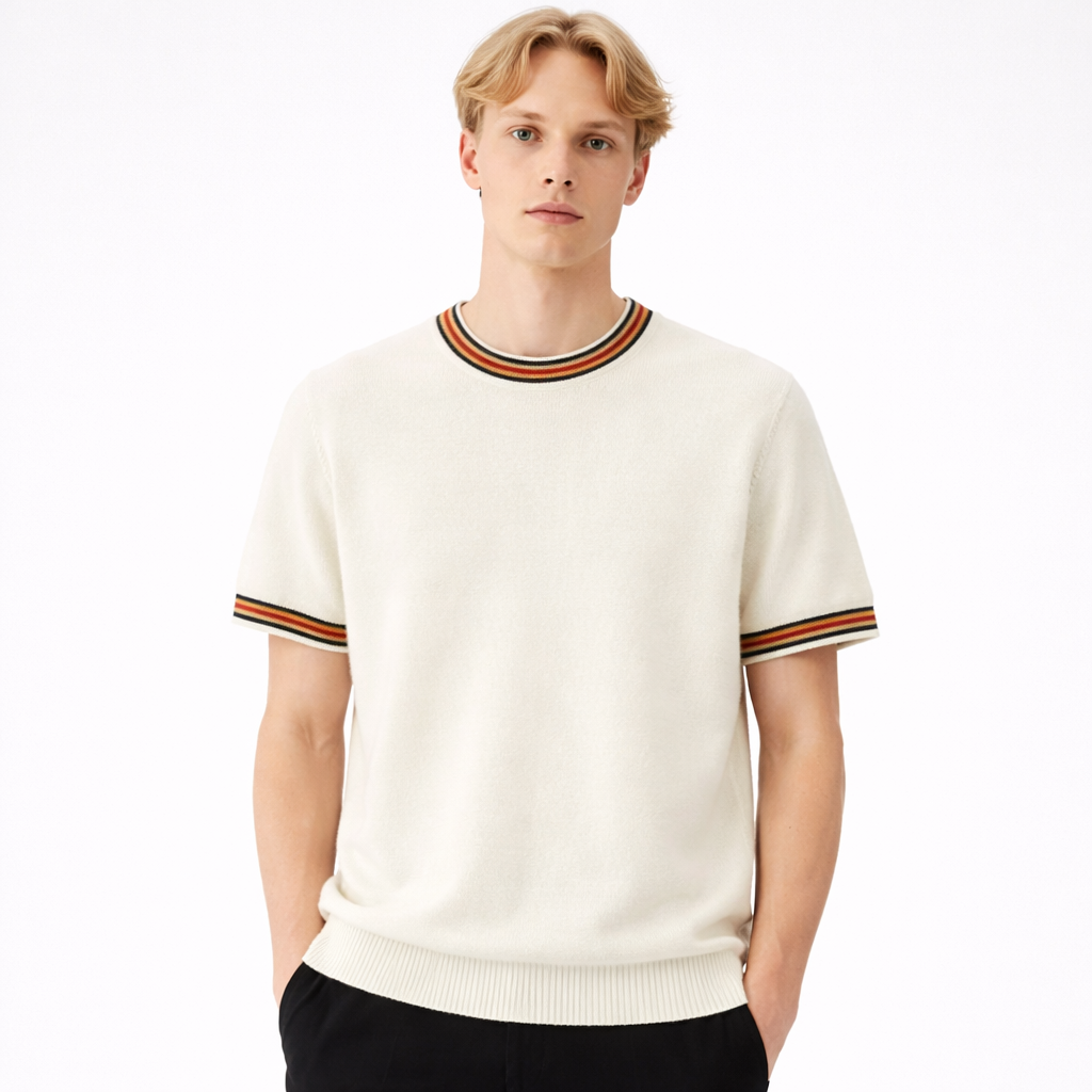 Strikket Ull T-skjorte til Herre – 100% Ull, Business Casual & Løs Passform