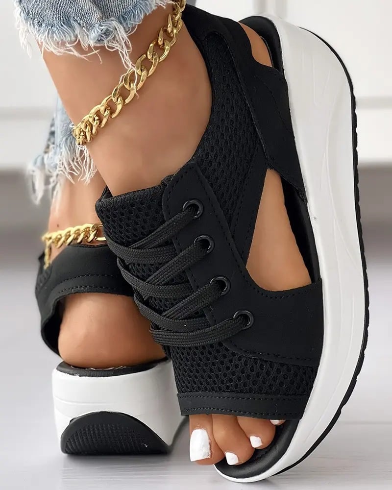 Marlou | Comfy Cropped sandaler med blonder