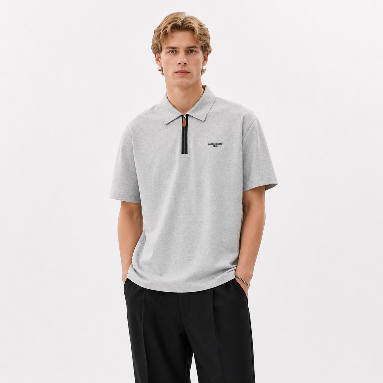 Polo T-skjorte til Herre – Half Placket & Løs Business Casual Stil