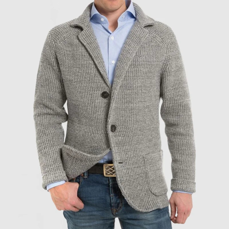 Elegant jakke med lang erme og lomme med revers for menn