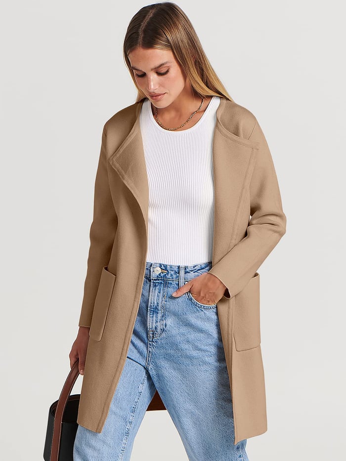Ny klassisk frakk cardigan med revers