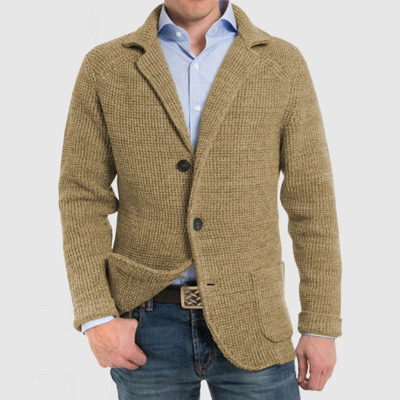 Elegant jakke med lang erme og lomme med revers for menn