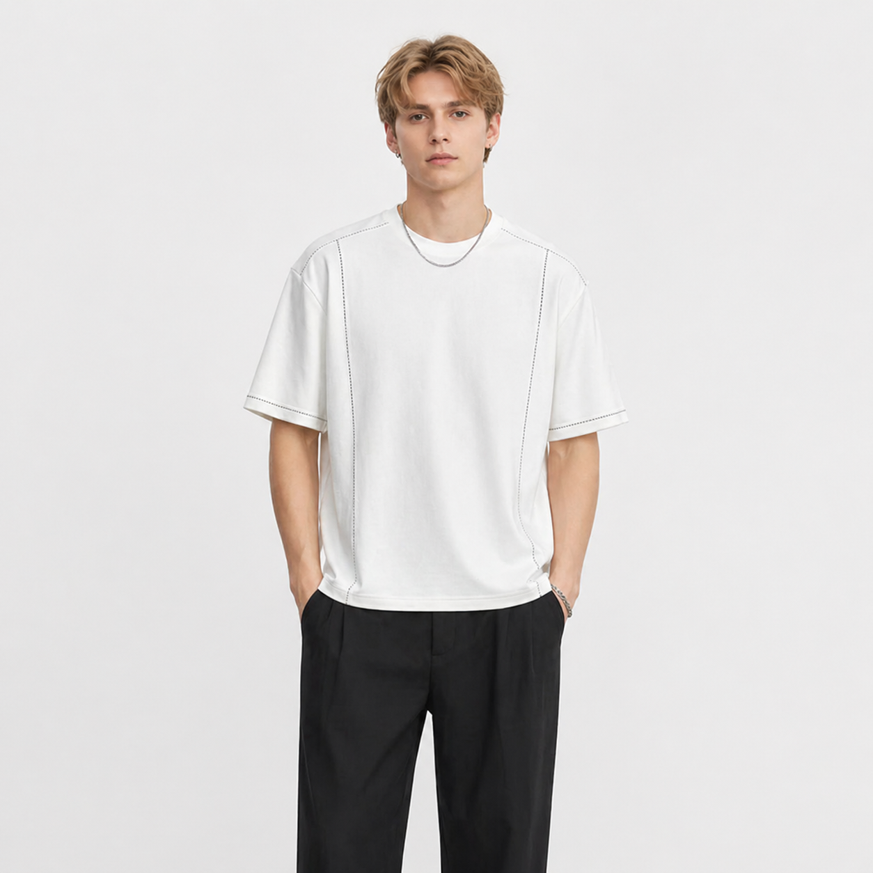 Premium T-skjorte til Herre – 260g Kraftig & Minimalistisk Stil – Grå