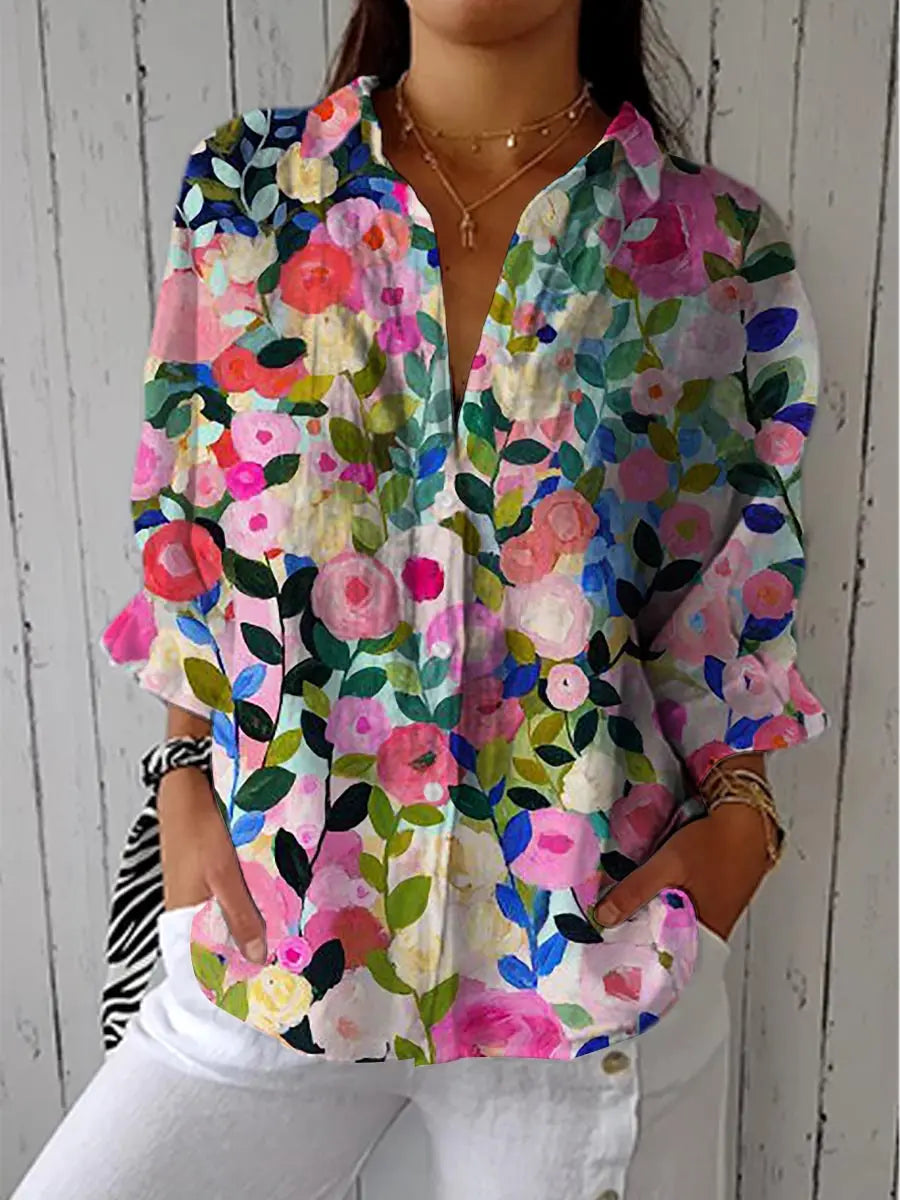 Klaerigo | Bluse med blomsterlerret – Flerfarget