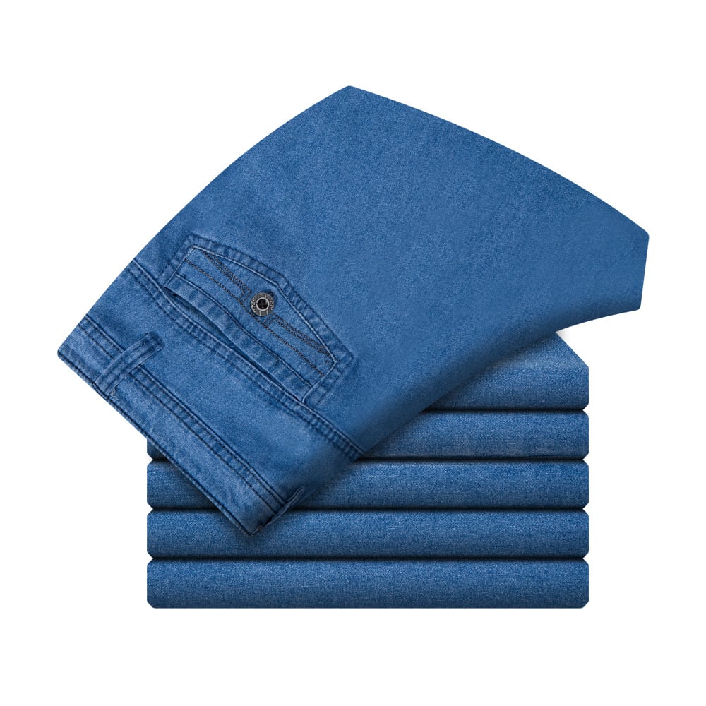 Herre jeans med høyt liv og rett snitt