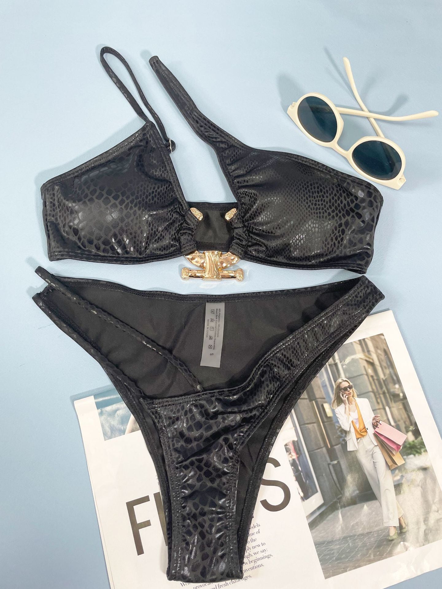 Badedraktbikini med slangemønster