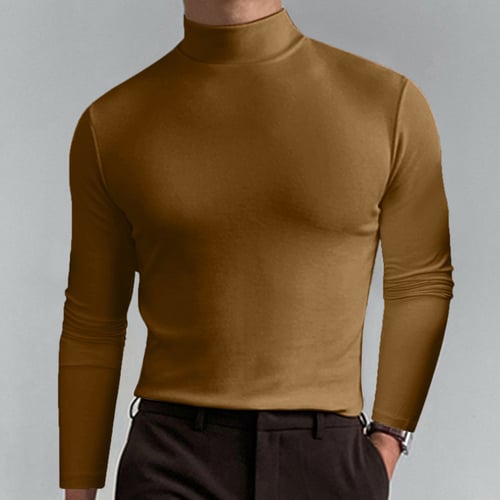 Herre T-skjorte med stående krage, slim fit og lange ermer
