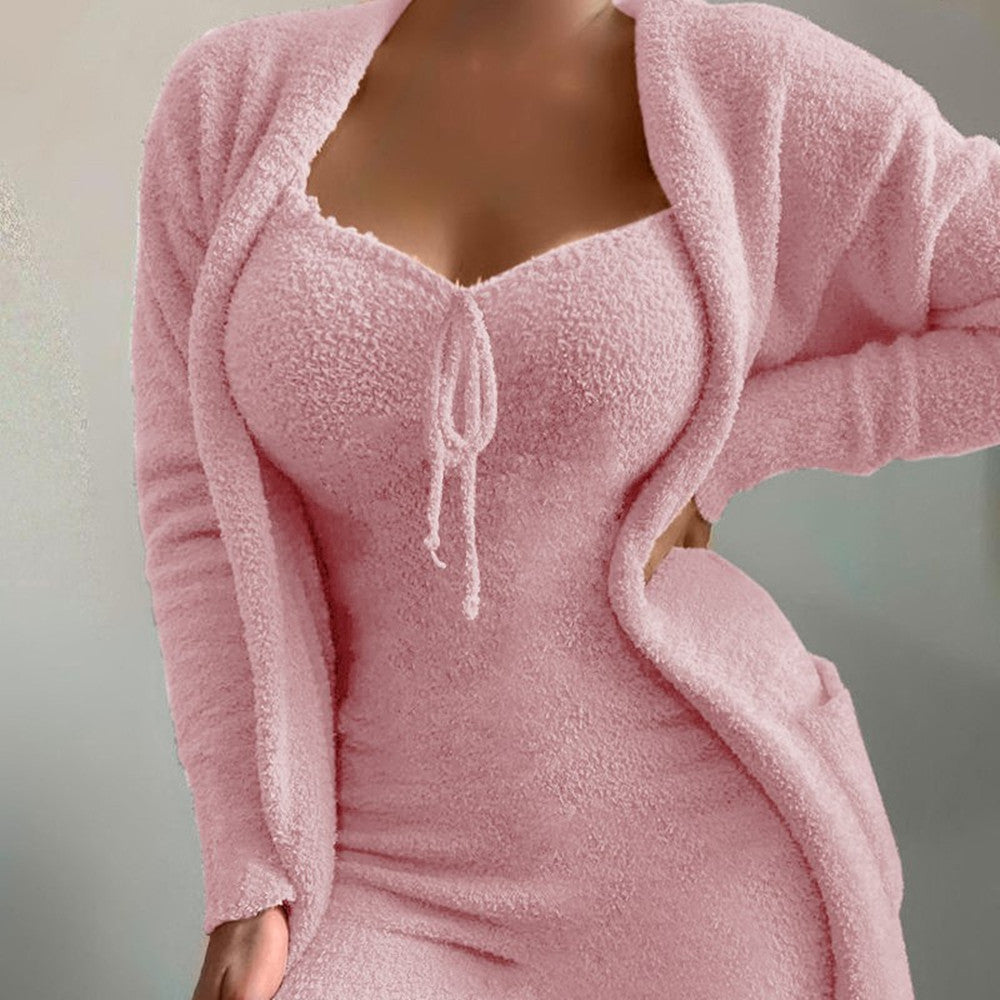 Loungewear dame plysjsett rosa